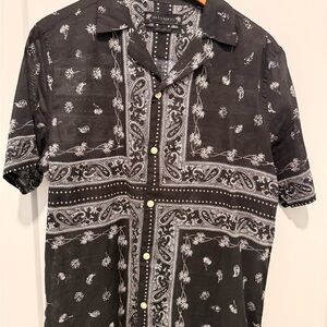 All Saints Black and White Paisley Men's Shirt